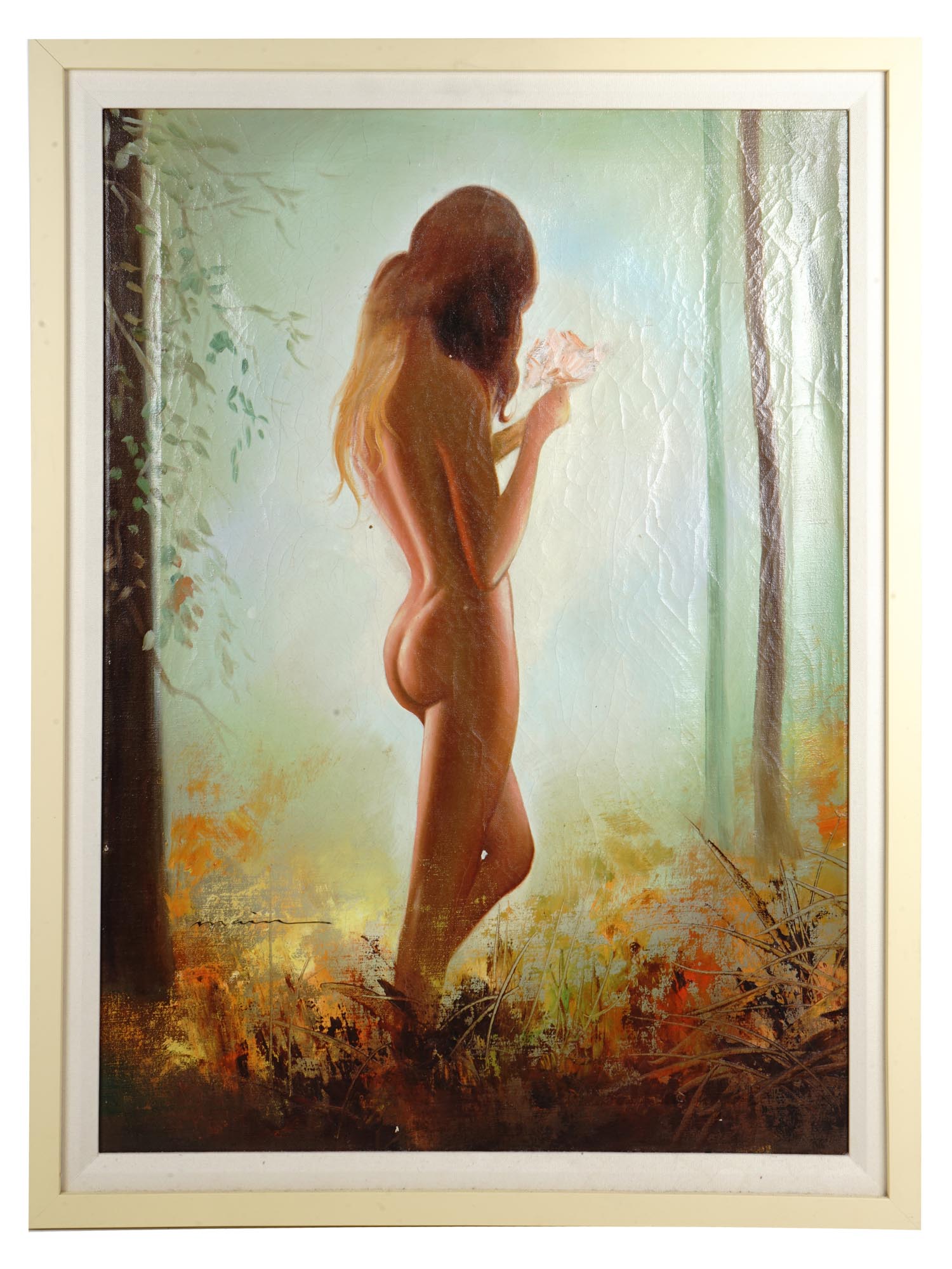 MID CENTURY NUDE FEMALE PORTRAIT PAINTING PIC-0